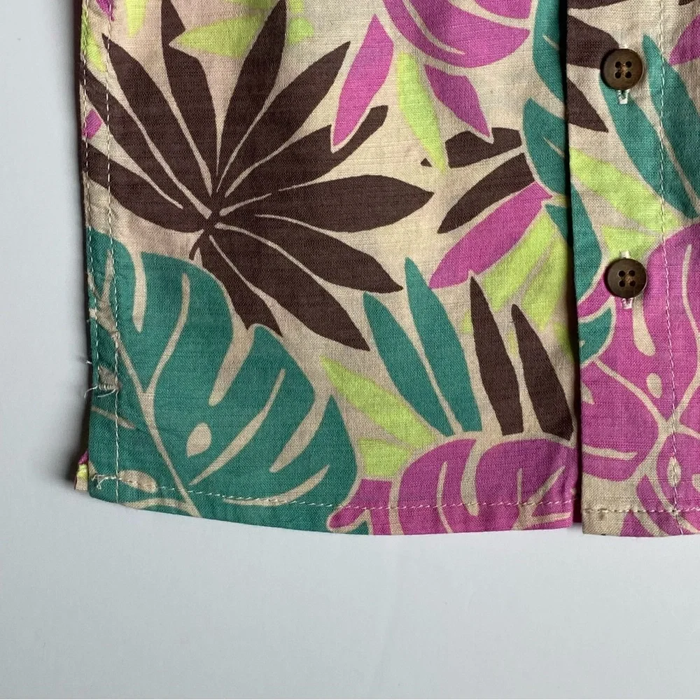 GAP Tropical Leaf Camp Shirt - Pink, Teal, Brown, Lime